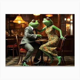 A Pair Of Frogs Engulfed In A Passionate Tango Dance At An Intimate Argentine Restaurant Male Frog Canvas Print