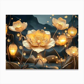 3d Luxury Lotus Flower Canvas Print