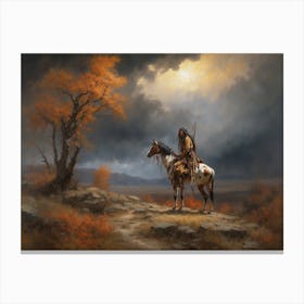 Indian On A Horse 444 Canvas Print