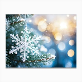 Abstract Decoration Of A Snowflake Structure Dominated By A Sparkling Excessively Blinding Whitenes (4) Canvas Print