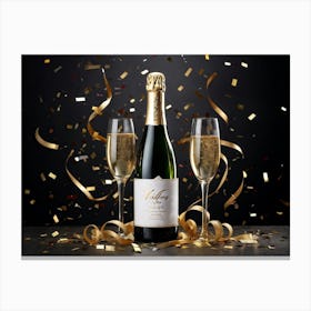 Champagne Bottle And Glasses 1 Canvas Print