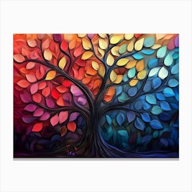 Colorful Tree with Multicolor Leaves Illustration Background 2 Canvas Print