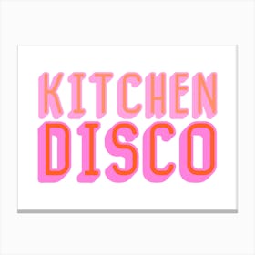 Kitchen Disco Typography Pink and Orange Canvas Print
