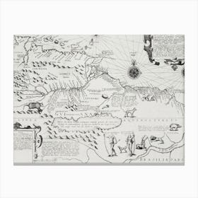 America Map From Grand Voyages (1596) Canvas Print