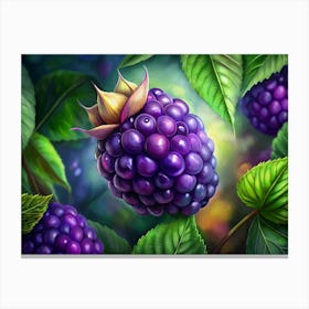 Blackberry With Leaves Canvas Print