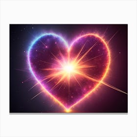 A Colorful Glowing Heart On A Dark Background Horizontal Composition 76 Canvas Print