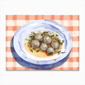 A Plate Of Olives, Top View Food Illustration, Landscape 2 Canvas Print