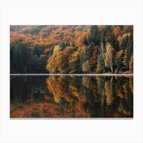 Autumn Forest Lake Reflection Canvas Print