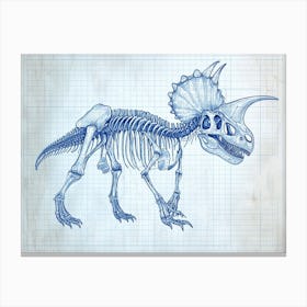 Detailed Dinosaur Skeleton Blueprint Canvas Print