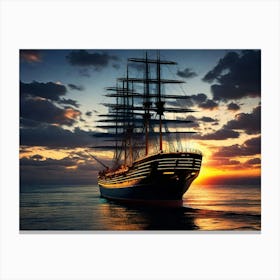 Sailing Ship At Sunset 8 Canvas Print