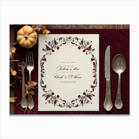 Antique Thanksgiving Invitation Embracing Baroque Flair Centered Marbled Design Hence Its Vintage C (6) Canvas Print