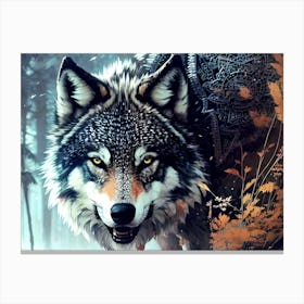 Wolf In The Woods 36 Canvas Print
