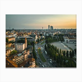 Sunset in the Milan city, Italy Art Print Canvas Print