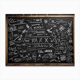 Blackboard With Abstract Graphics And Arrows Hand Drawn Lines Creating Realistic Textures Designs (1) Canvas Print