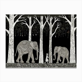 Elephants In The Forest Canvas Print