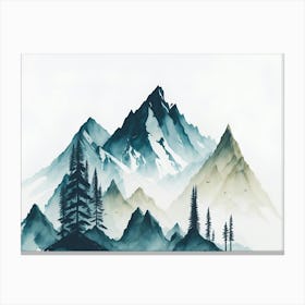 Mountain And Forest In Minimalist Watercolor Horizontal Composition 262 Canvas Print