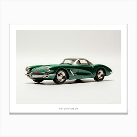 Toy Car 55 Corvette Green Poster Canvas Print