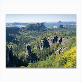 Carolafelsen, view of the Elbe Sandstone Mountains, Saxony Canvas Print