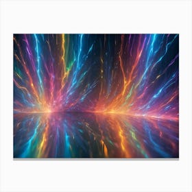 Abstract Image Of A Glowing, Colorful Aurora Borealis With Streaks Of Blue, Pink, And Orange Light Canvas Print