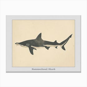 Hammerhead Shark Grey Silhouette 1 Poster Canvas Print