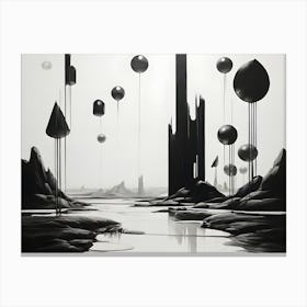 Black And White Abstract Landscape Painting Canvas Print