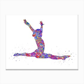 Gymnastic Girl Watercolor Canvas Print