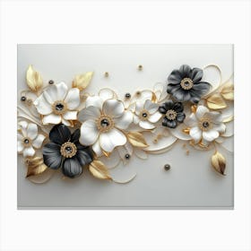 Black And White Flowers Canvas Print