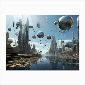 Futuristic Cityscape Paintings Art Print 3 Canvas Print