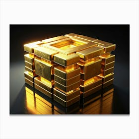 Gold Bars Stacked In Cube Canvas Print