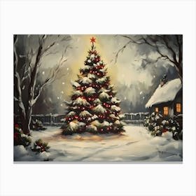 Christmas Tree In The Snow 1 Canvas Print