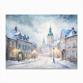 Winter Street In Lithuania Canvas Print