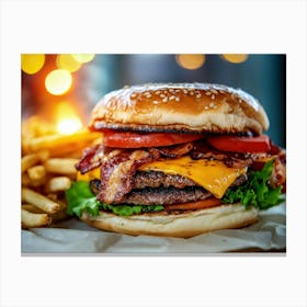 Burger And Fries Canvas Print