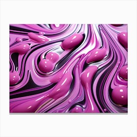 Pink & Purple Gloss Fluid Streaks & Bubbles Abstract 1 Canvas Print