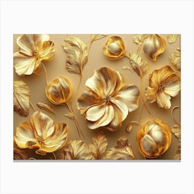 Golden Floral Abstract Vintage Flower 2 Canvas Print