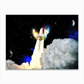 Space shuttle, Mars - liftoff — space poster, space art, photo poster, space collage Canvas Print