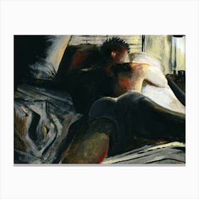 male nude homoerotic gay art man guy lad sleeping underwear bedroom art painting light hand painted Canvas Print