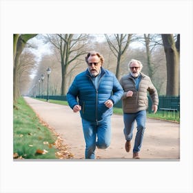 Two Older Men Jogging Canvas Print