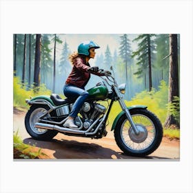 Woman On A Motorcycle 9 Canvas Print