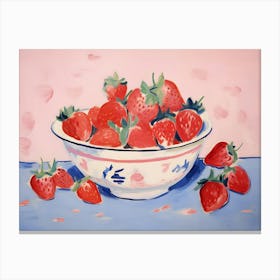 Strawberry Bowl Painting Canvas Print