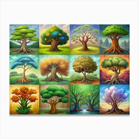 Collage Of Different Trees Canvas Print