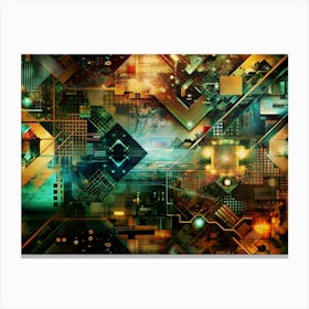 Abstract Background With A Blend Of Technological Components And Artistic Textures, Suggesting A Fusion Of Art And Technology Canvas Print