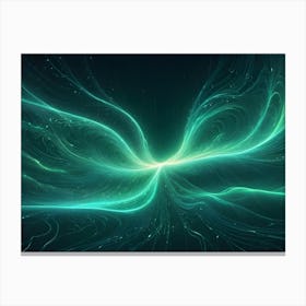 Abstract Image Of Swirling, Glowing Lines In Shades Of Green, Resembling A Cosmic Nebula Or A Digital Network Canvas Print