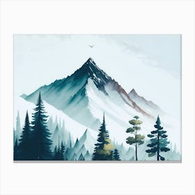 Mountain And Forest In Minimalist Watercolor Horizontal Composition 86 Canvas Print