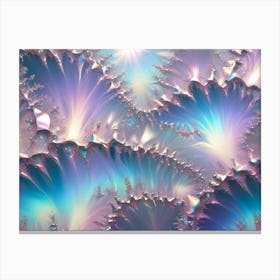 Abstract Fractal Art Featuring Intricate, Organic Shapes In Hues Of Pink, Blue, And Gold, Creating A Whimsical And Ethereal Composition Canvas Print