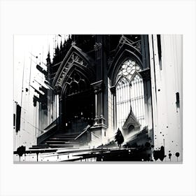 Church In Black And White 4 Canvas Print