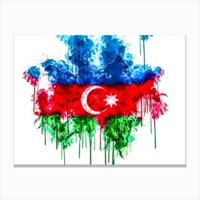 Flag Of Azerbaijan Country Canvas Print