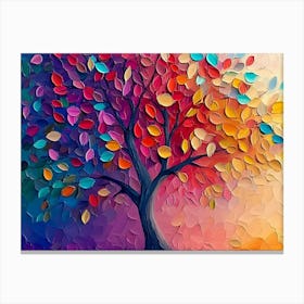 Elegant Colorful Tree with Vibrant Leaves Hanging Branches 6 Canvas Print