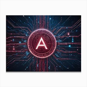 Abstract Image Of A Glowing Red Letter A Inside A Circular Structure Canvas Print