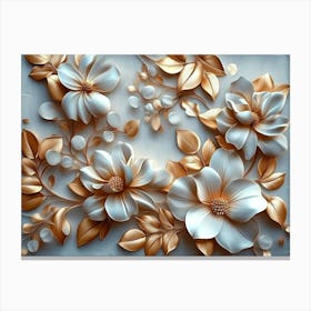 White And Gold Flowers Canvas Print