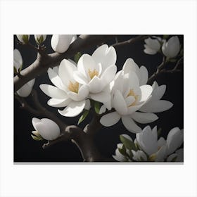 Magnolia Tree With Beautiful White Flowers Canvas Print